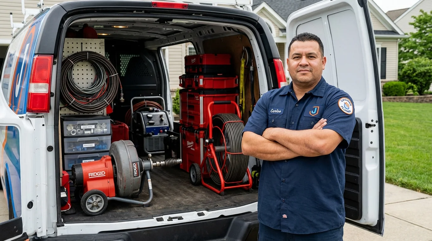 Professional drain cleaning equipment and Johns Plumbing LLC plumber in Lamoni